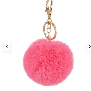 Fluffy Pink Pom Pom Keychain